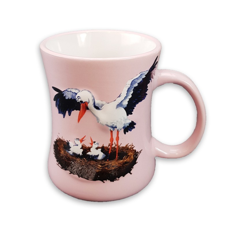 Mug en céramique Cigogne Rose